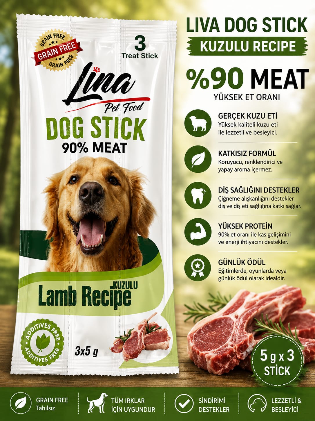 Lina Kuzulu Köpek Ödül Çubuğu (3x5 g