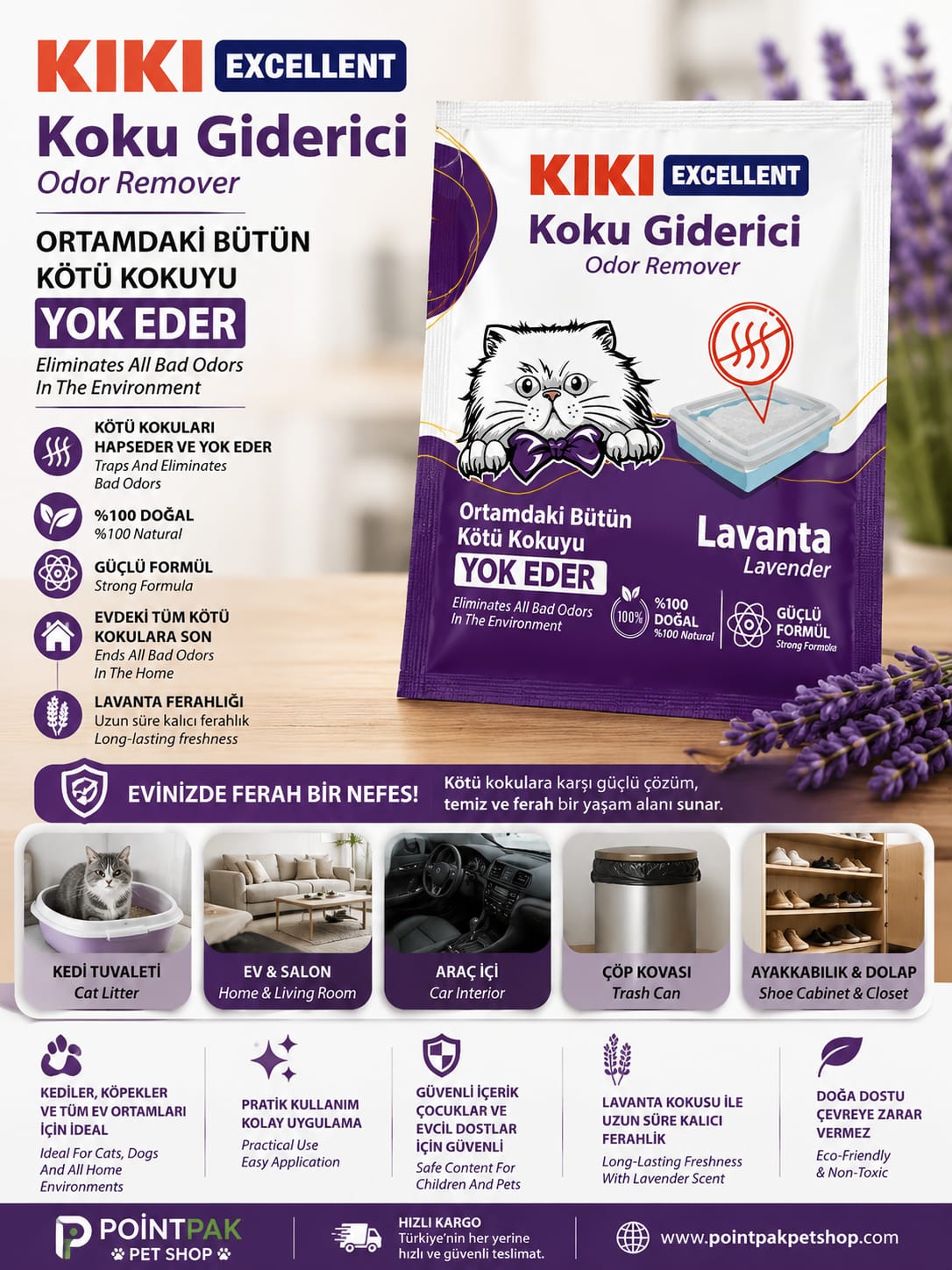 KIKI Excellent Lavanta Kokulu Koku Giderici 💜🐱