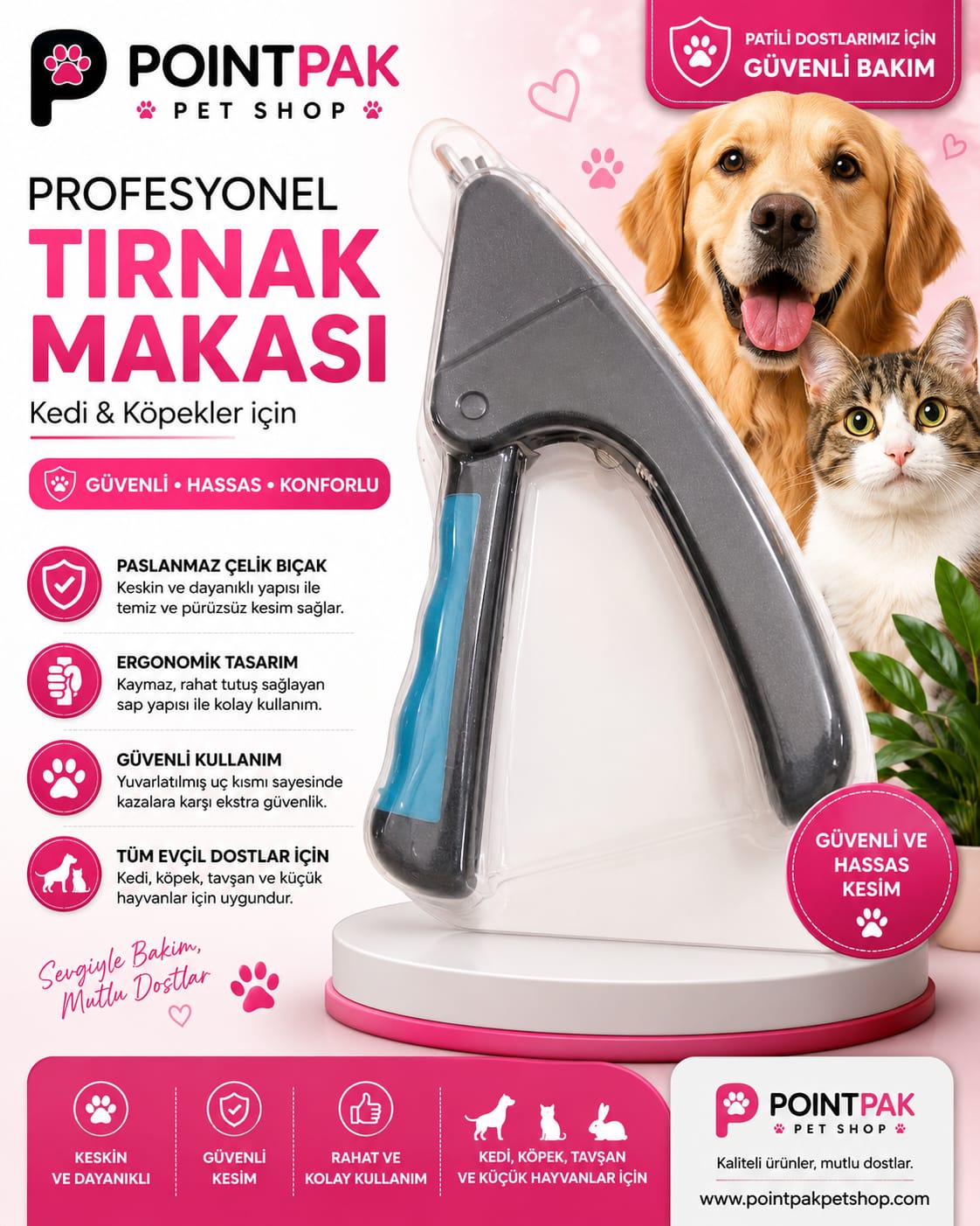 🐾 Profesyonel Kedi & Köpek Tırnak Makası ✂️