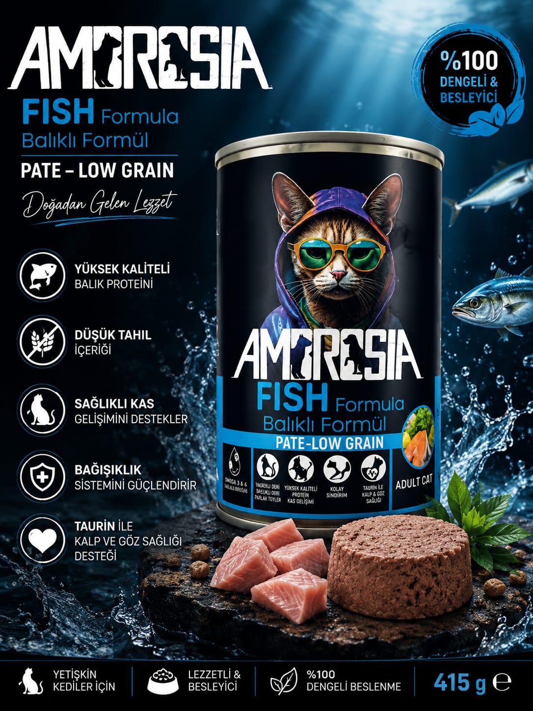 🐟 Ambrosia Fish Formula – Balıklı Formül Pate (415 g)