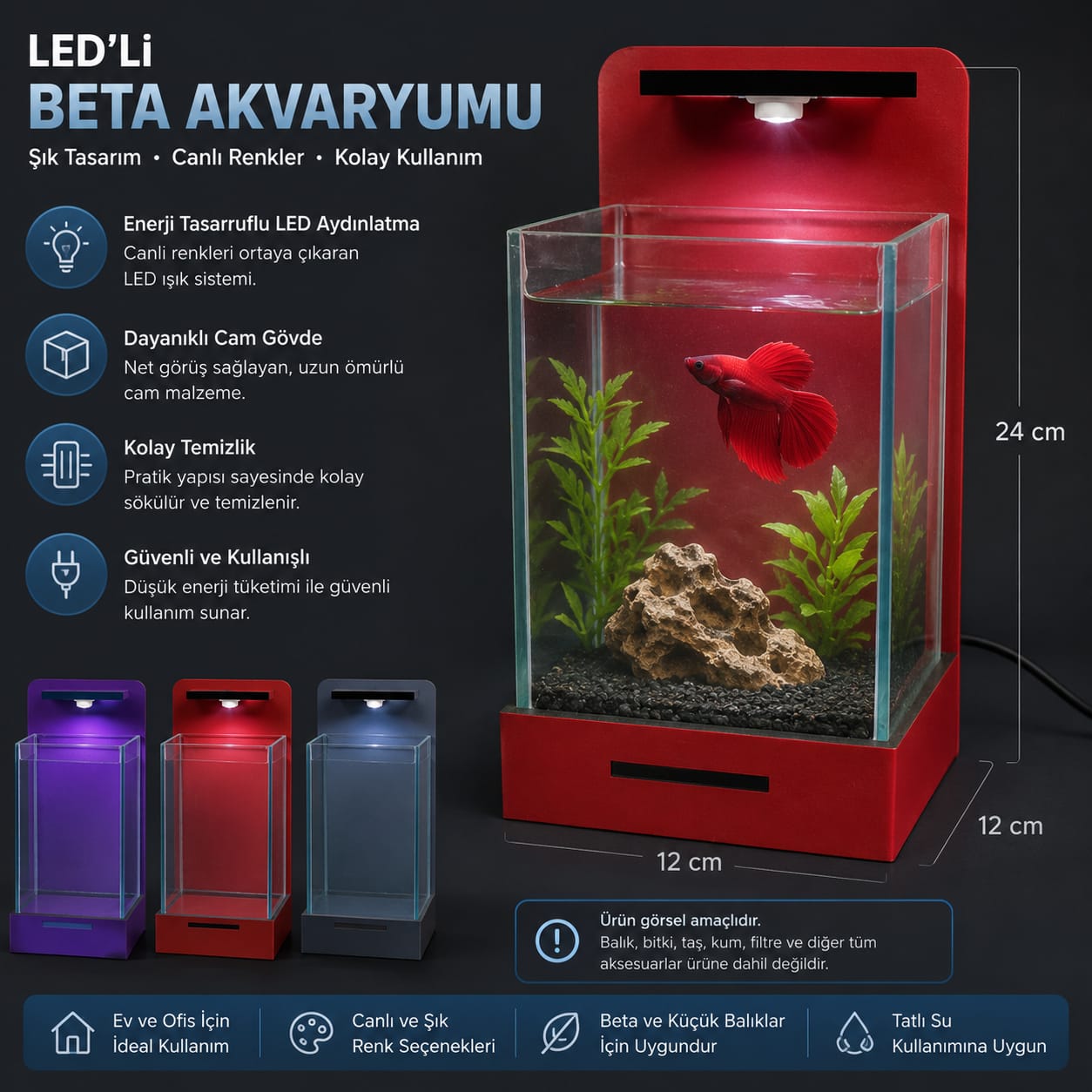 💡 LED'li Beta Akvaryumu