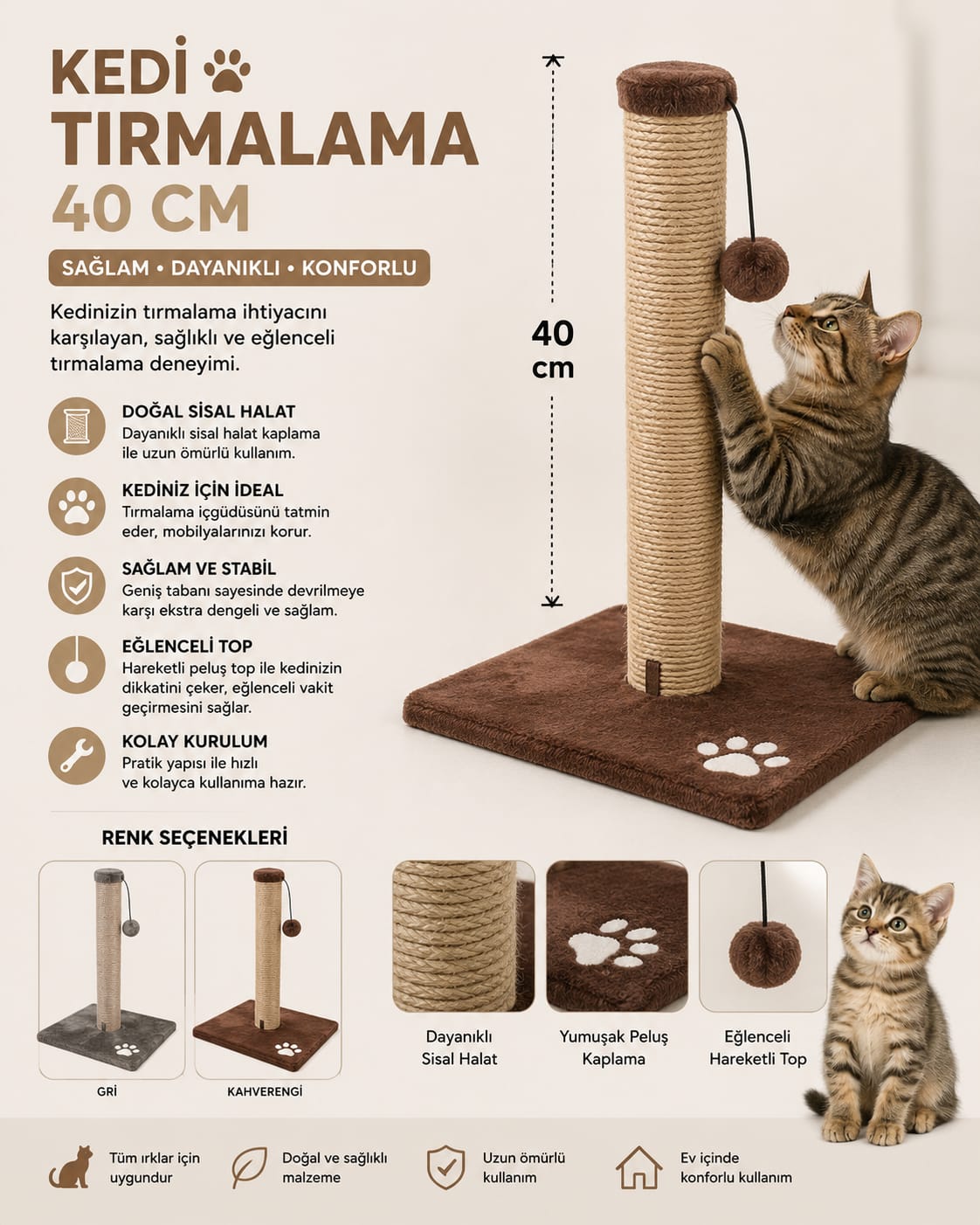 40 cm Kedi Tırmalama Direği