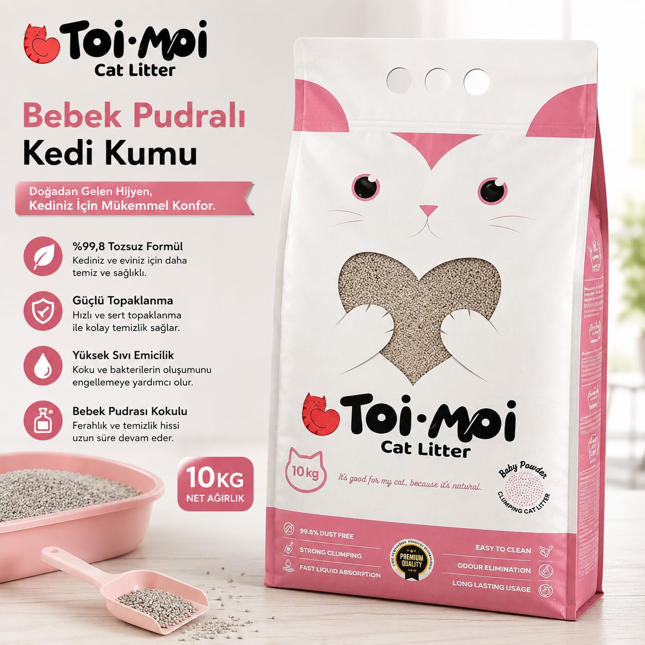 Toi Moi Bebek Pudralı Kedi Kumu 10 Kg