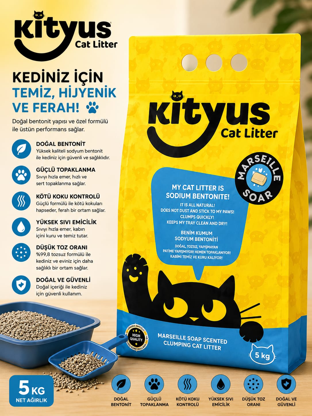 Kityus Cat Litter Marsilya Sabunu Kokulu Kedi Kumu 5 kg