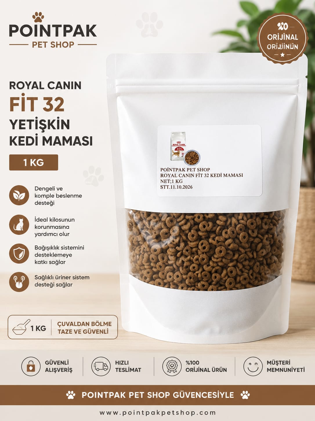 Royal Canin Fit 32 Yetişkin Kedi Maması 1 Kg (Çuvaldan Bölme) 🐱