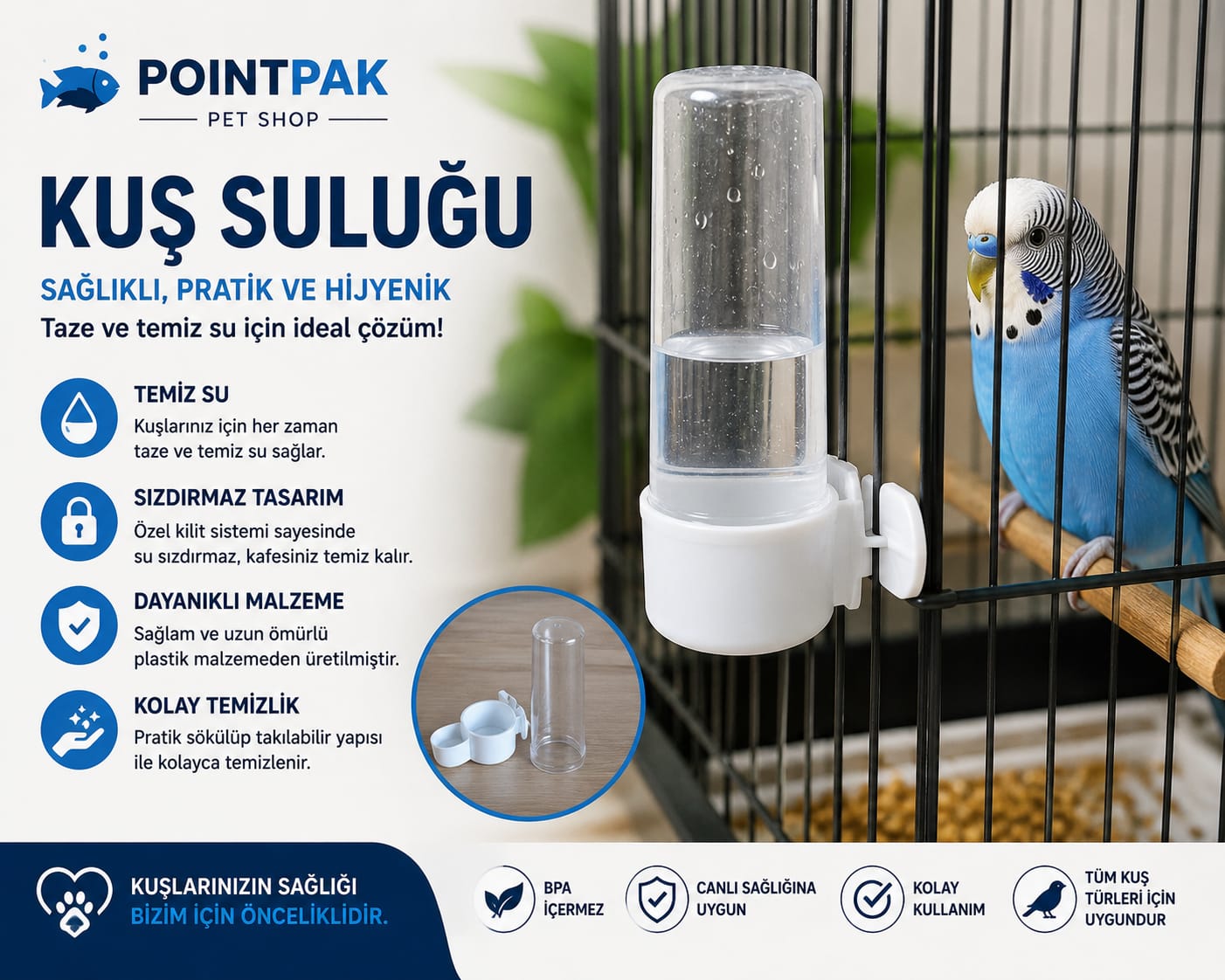 Kuş Suluğu – Sağlıklı ve Hijyenik Su Tüketimi