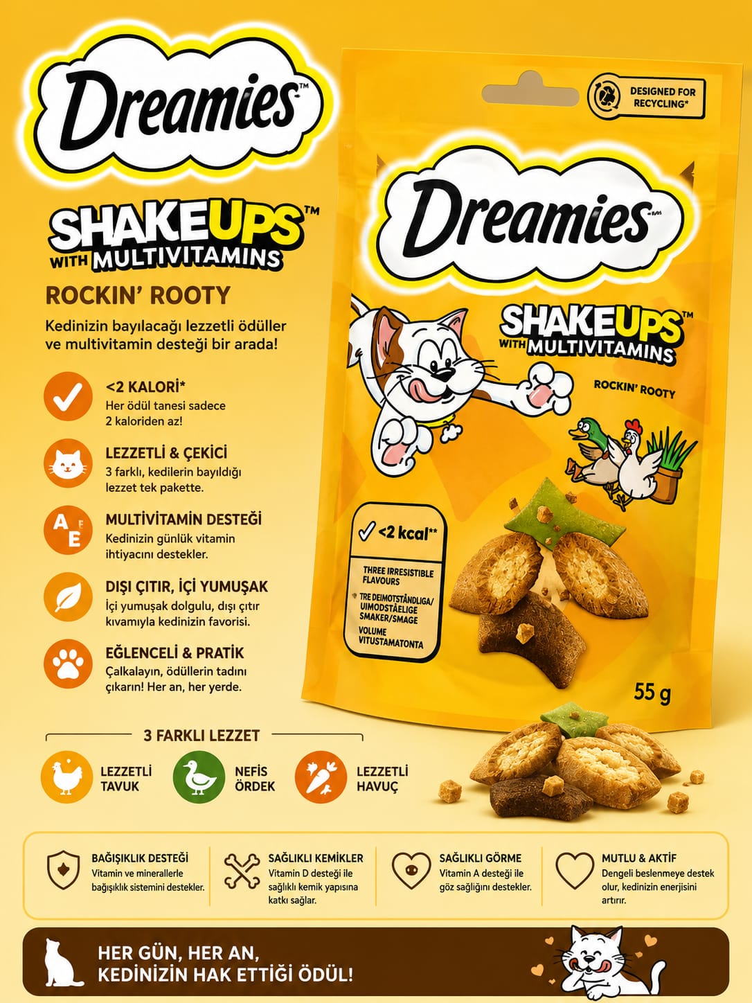 🐱 Dreamies ShakeUps Multivitaminli Kedi Ödülü – 55 g 🐱