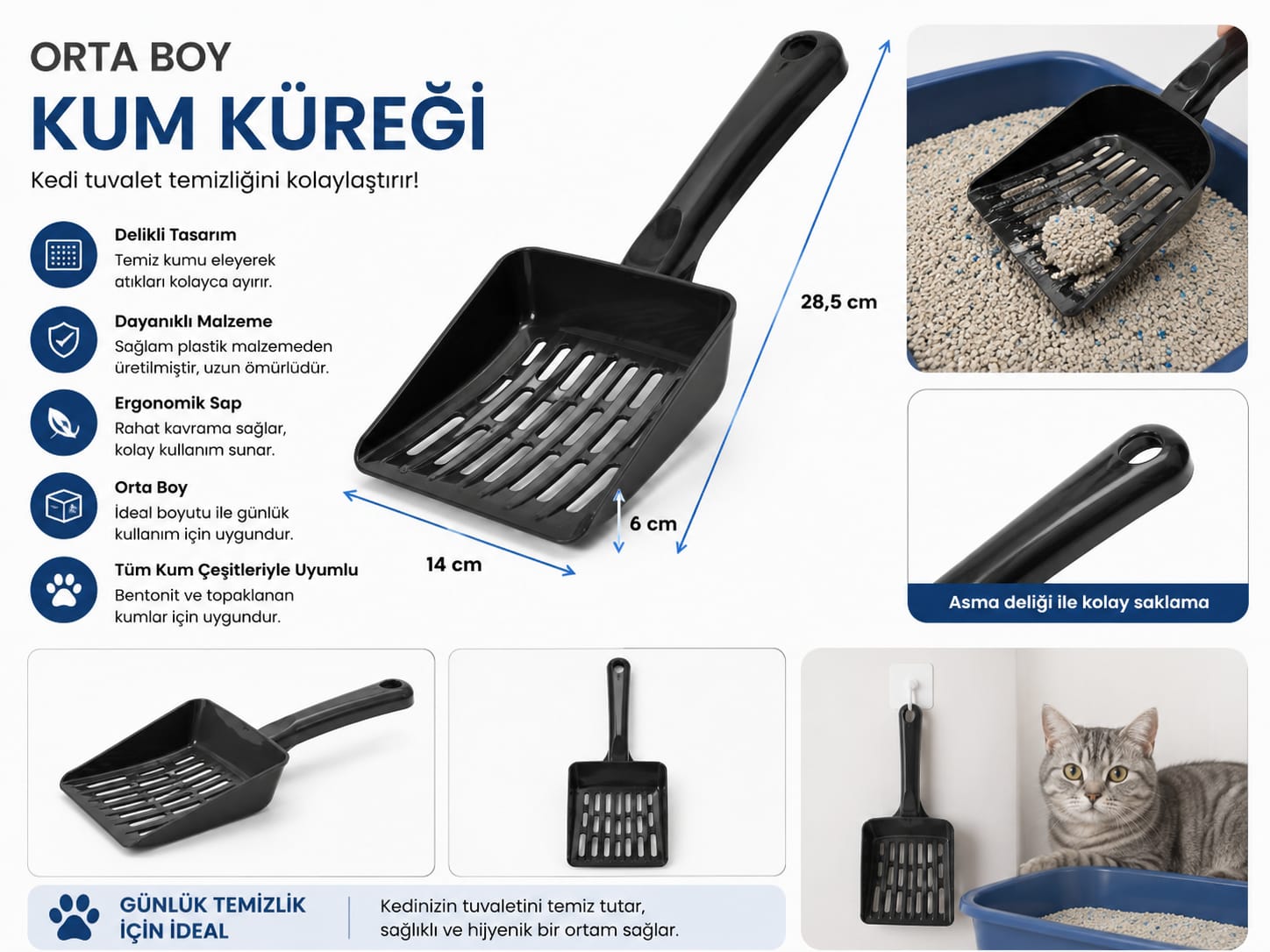 Orta Boy Kedi Kumu Küreği