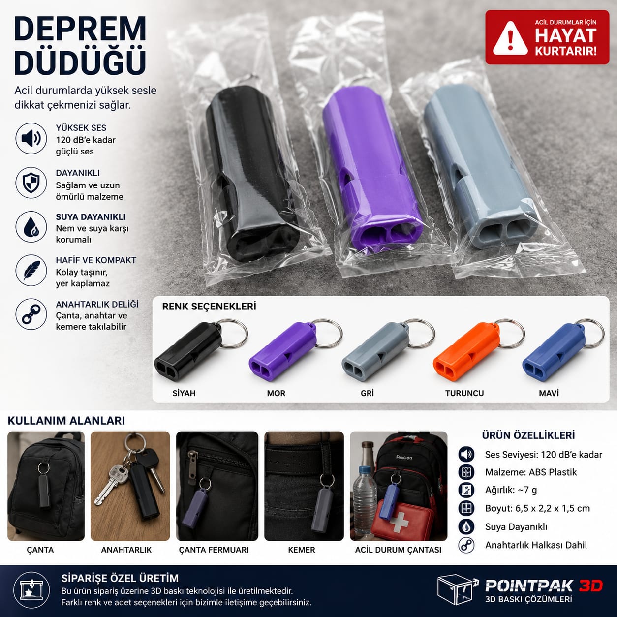 Deprem Düdüğü – Acil Durum Güvenlik Ekipmanı