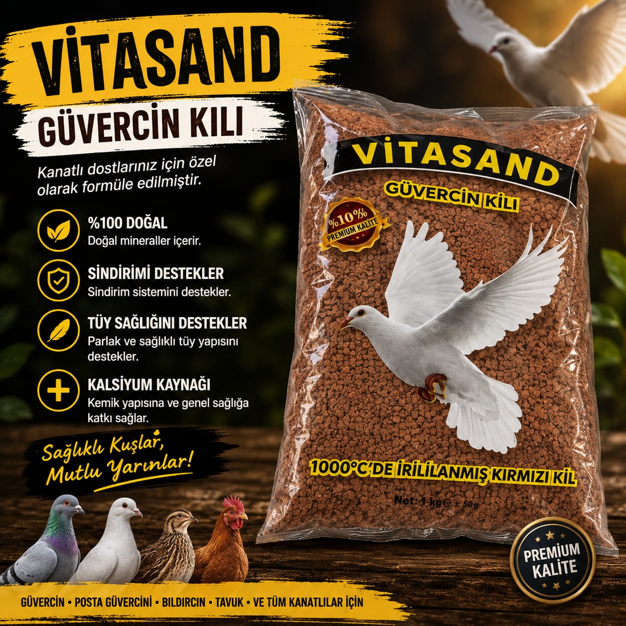 Vitasand Güvercin Kili – Kanatlı Dostlarınız İçin Doğal Mineral Desteği!