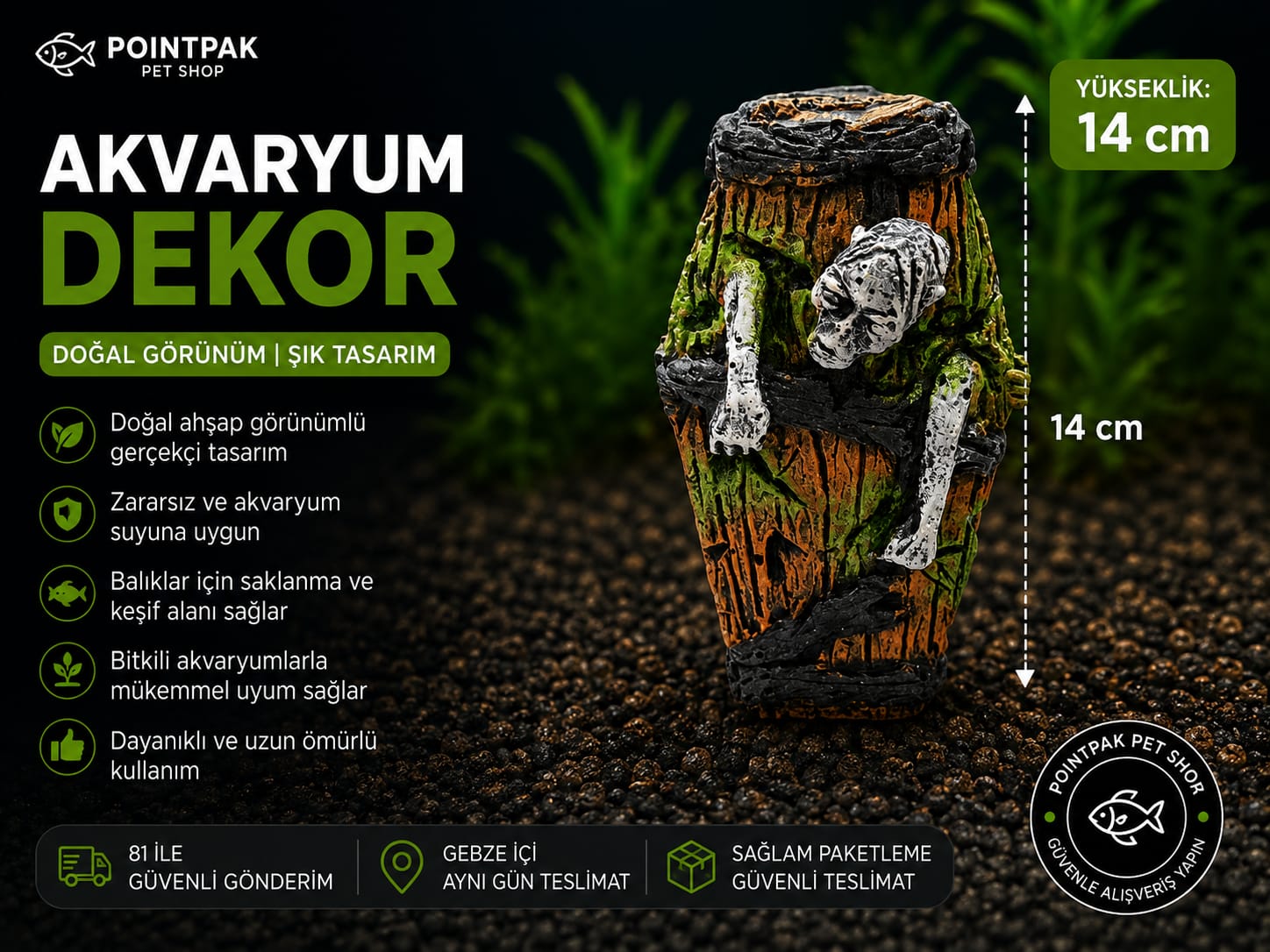 İskelet Fıçı Akvaryum Dekoru