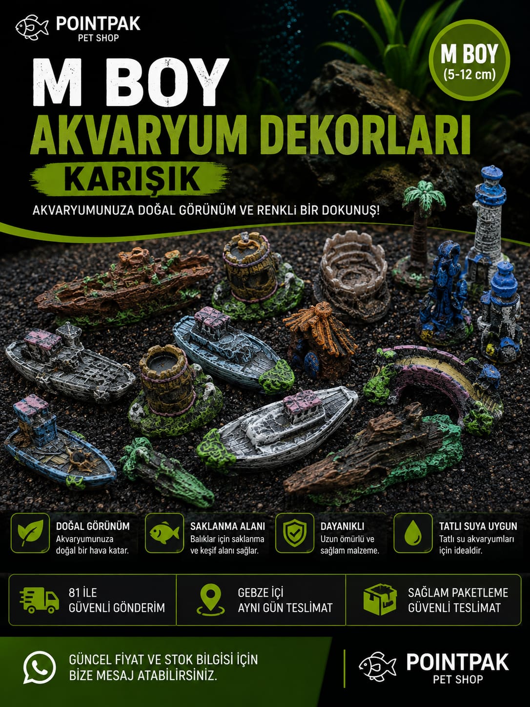 M Boy Akvaryum Dekorları