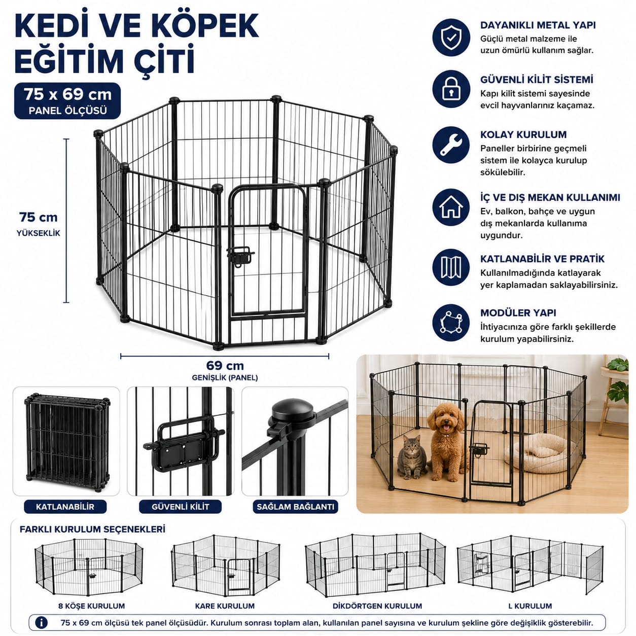 Kedi ve Köpek Eğitim Çiti 75 x 69 cm