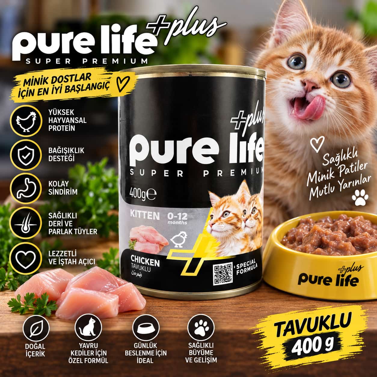 Pure Life +Plus Super Premium Kitten Tavuklu Yaş Mama