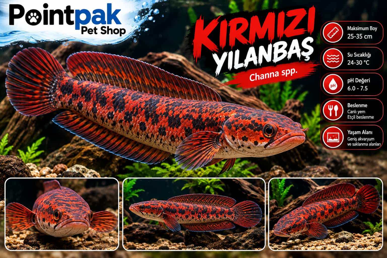 Kırmızı Yılanbaş (Channa) – 12-13 cm