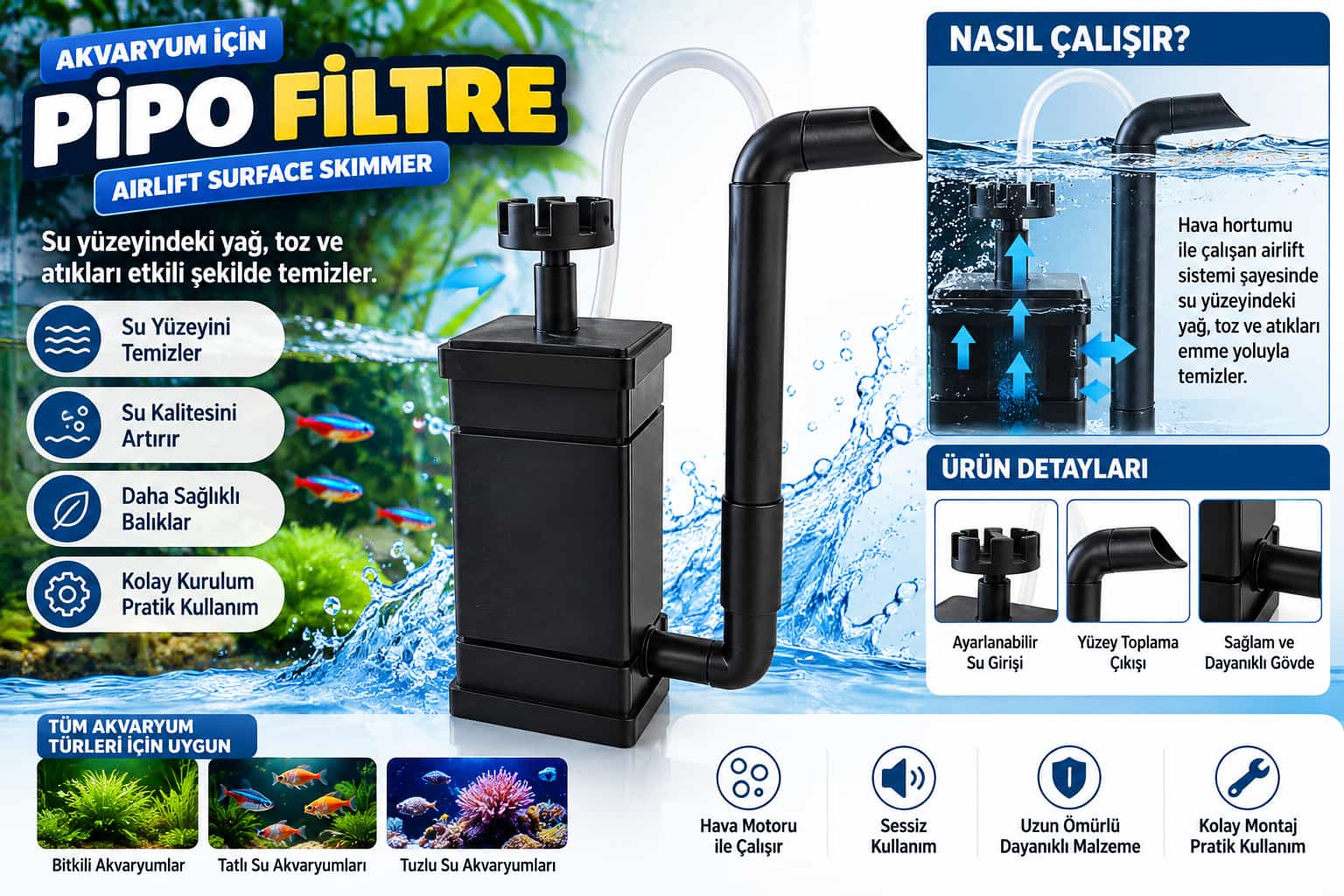 Pipo Filtre – Airlift Surface Skimmer