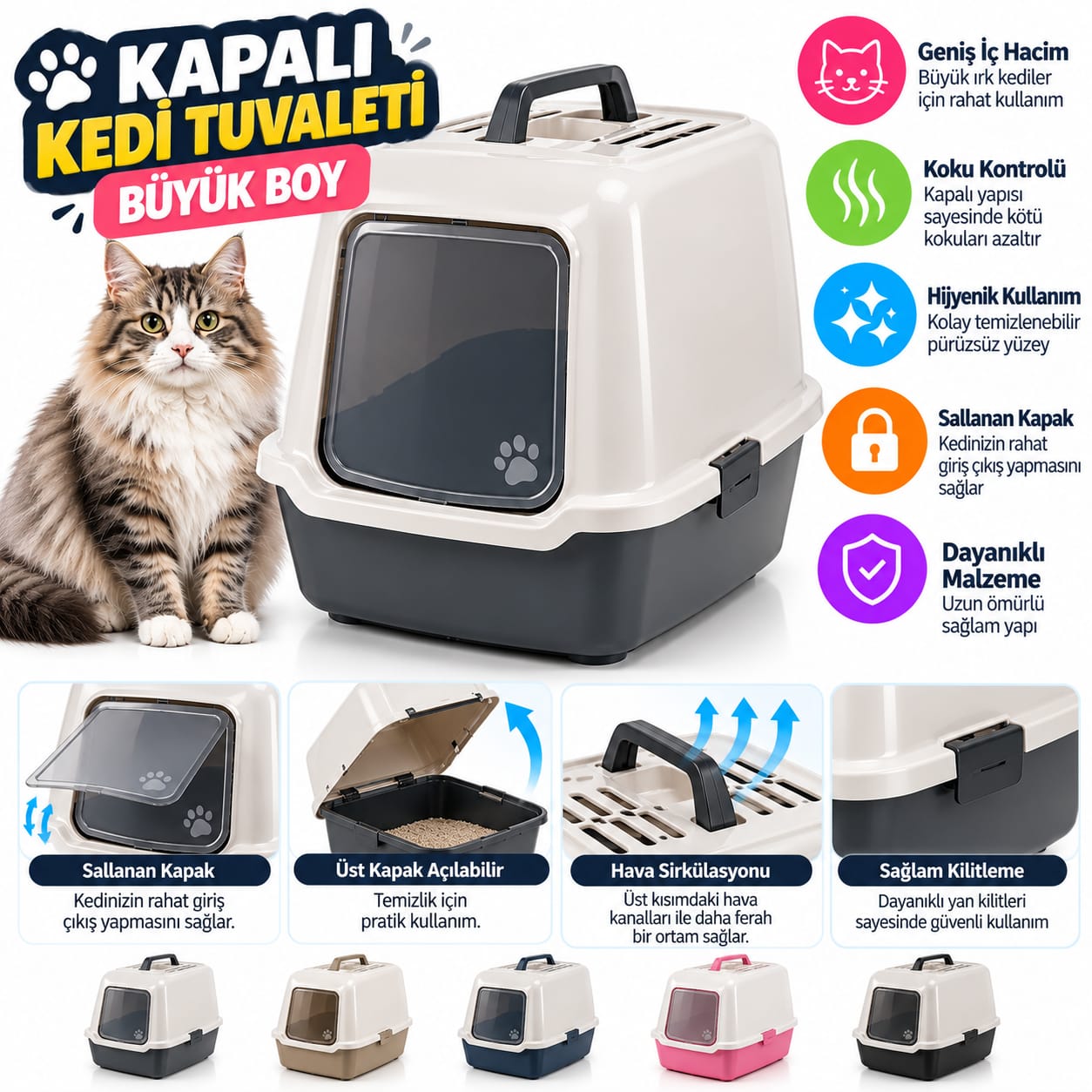 Kapalı Kedi Tuvaleti – Büyük Boy