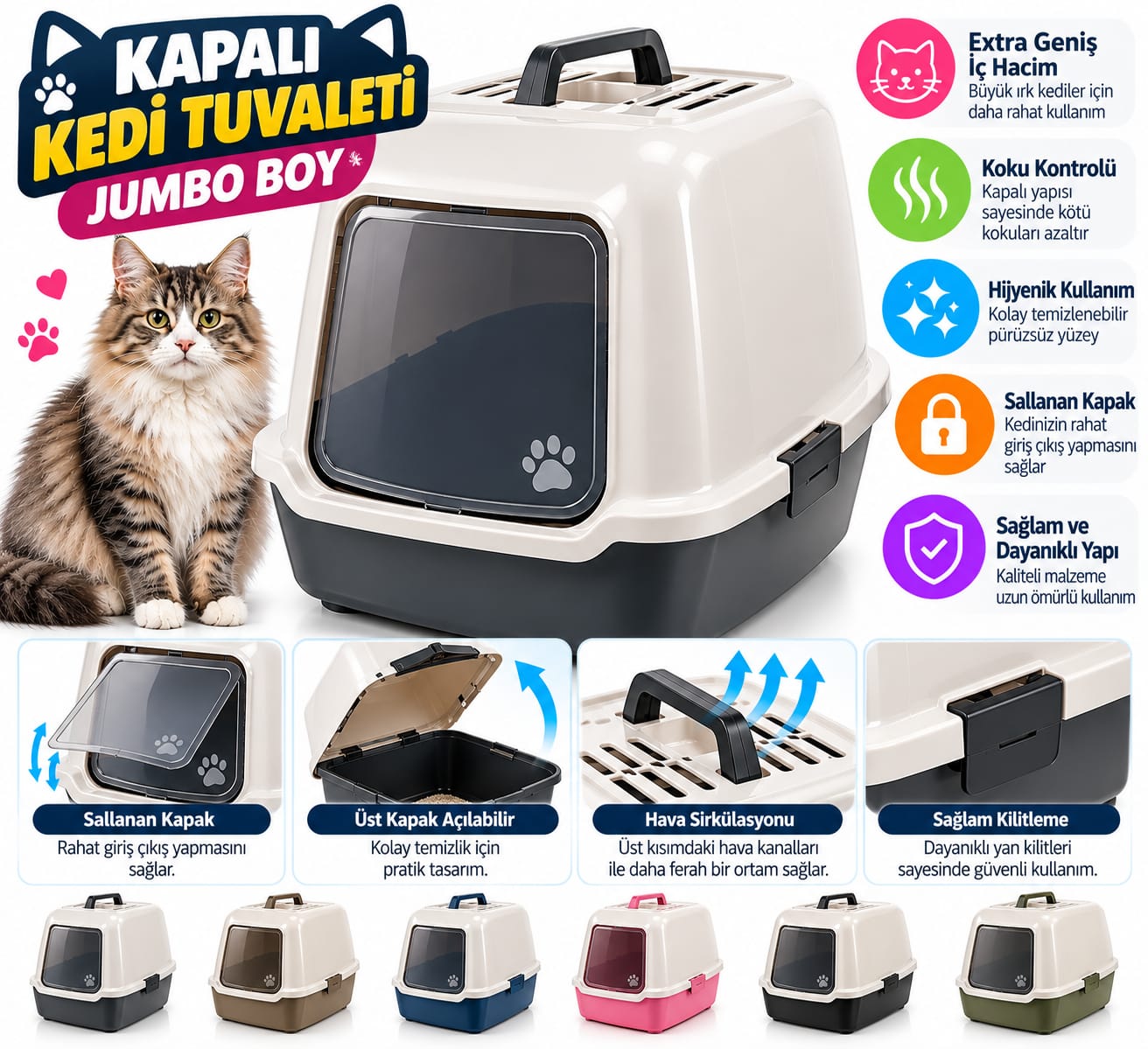 Kapalı Kedi Tuvaleti – Jumbo Boy